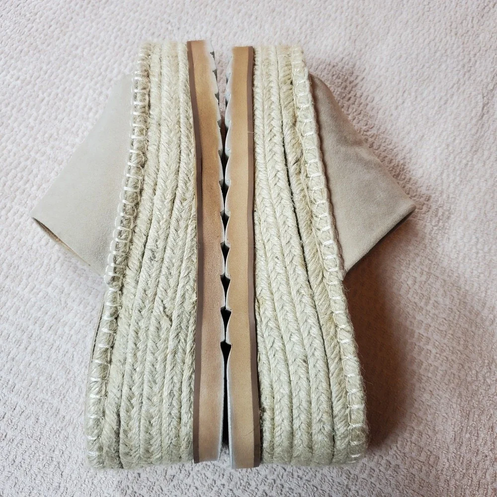 mi.im‎ women's shoes Eva Espadrille Slip On Real Suede Platform Casual Beige
